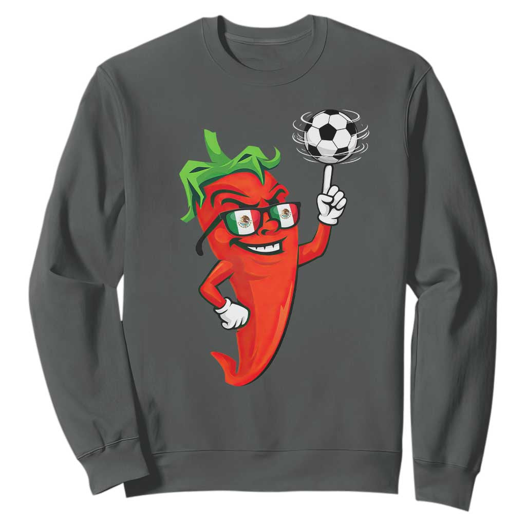 Cool Chili Pepper Soccer Player Sweatshirt Mexican Spicy Food Lover TS12 Dark Heather Print Your Wear