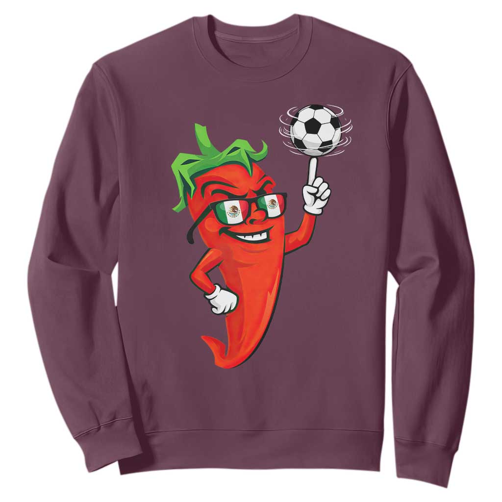 Cool Chili Pepper Soccer Player Sweatshirt Mexican Spicy Food Lover TS12 Maroon Print Your Wear
