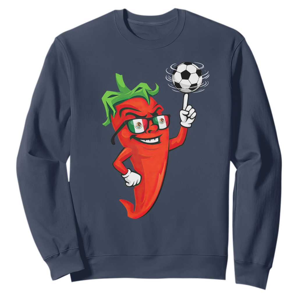Cool Chili Pepper Soccer Player Sweatshirt Mexican Spicy Food Lover TS12 Navy Print Your Wear