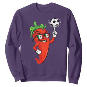 Cool Chili Pepper Soccer Player Sweatshirt Mexican Spicy Food Lover TS12 Purple Print Your Wear