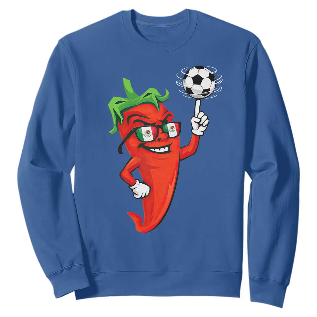 Cool Chili Pepper Soccer Player Sweatshirt Mexican Spicy Food Lover TS12 Royal Blue Print Your Wear