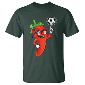 Cool Chili Pepper Soccer Player T Shirt Mexican Spicy Food Lover TS12 Dark Forest Green Print Your Wear