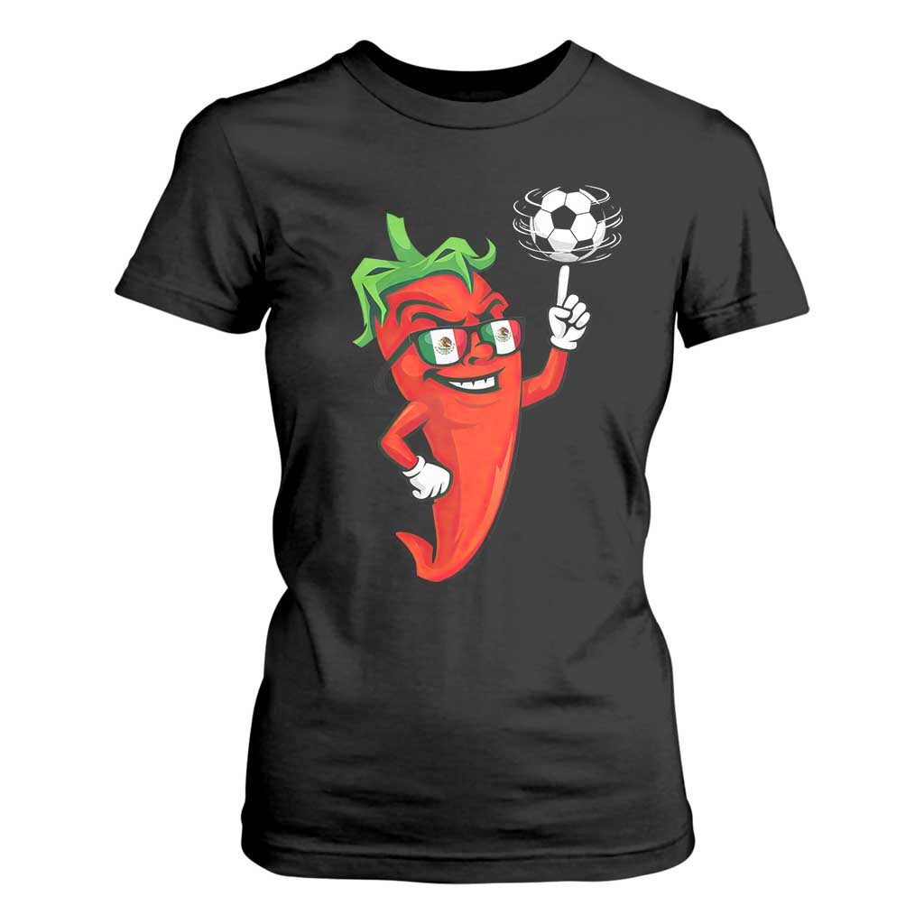 Cool Chili Pepper Soccer Player T Shirt For Women Mexican Spicy Food Lover TS12 Black Print Your Wear