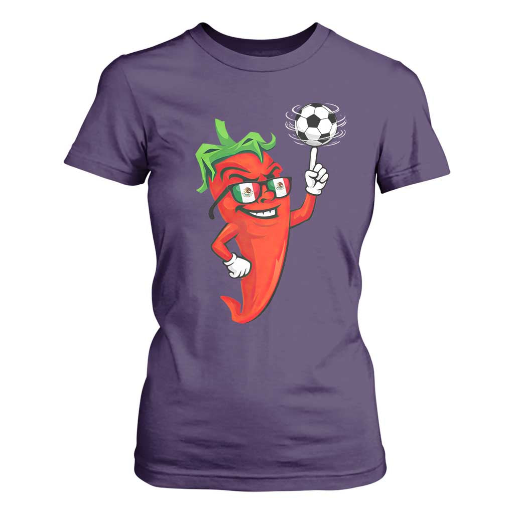Cool Chili Pepper Soccer Player T Shirt For Women Mexican Spicy Food Lover TS12 Purple Print Your Wear