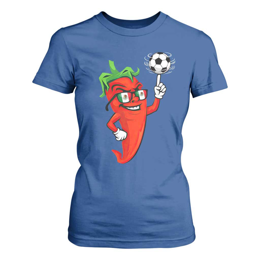 Cool Chili Pepper Soccer Player T Shirt For Women Mexican Spicy Food Lover TS12 Royal Blue Print Your Wear