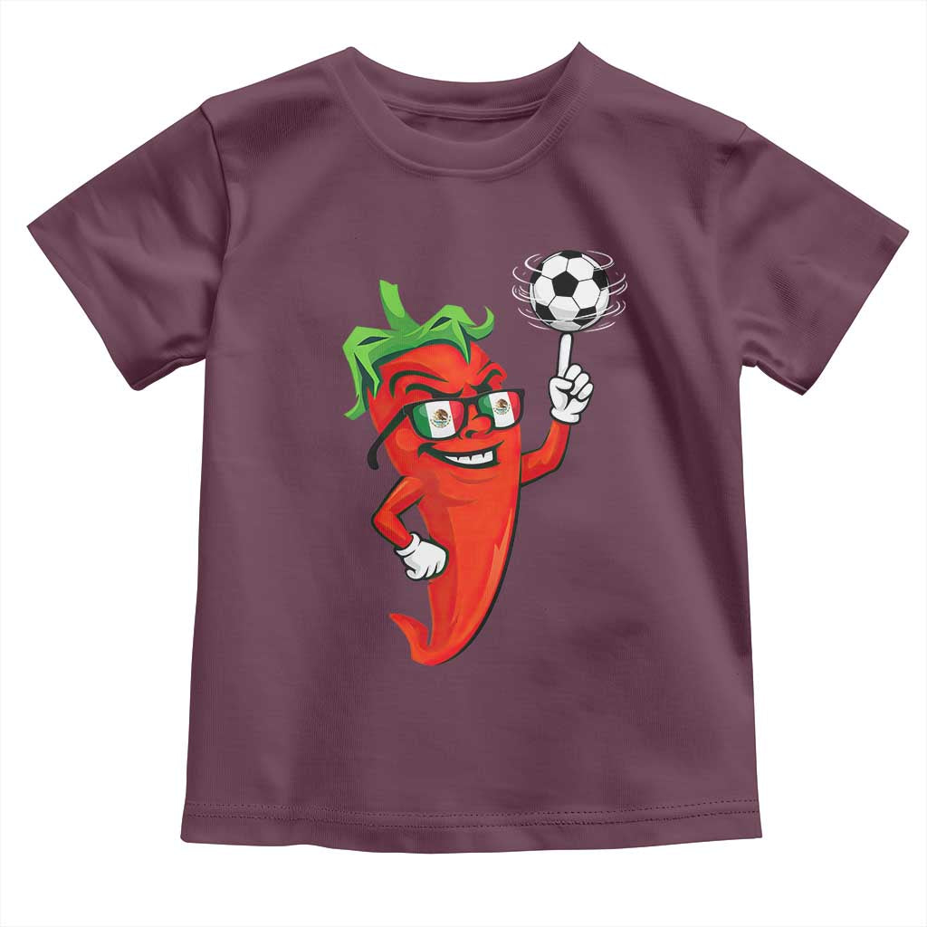Cool Chili Pepper Soccer Player Toddler T Shirt Mexican Spicy Food Lover TS12 Maroon Print Your Wear