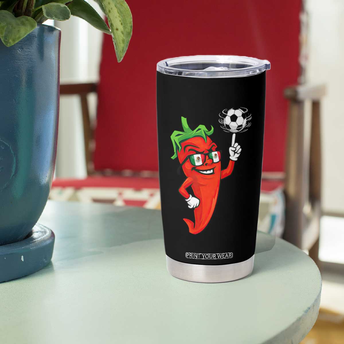 Cool Chili Pepper Soccer Player Tumbler Cup Mexican Spicy Food Lover TS12 Print Your Wear