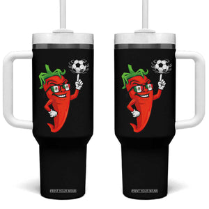 Cool Chili Pepper Soccer Player Tumbler With Handle Mexican Spicy Food Lover TS12 One Size: 40 oz Black Print Your Wear