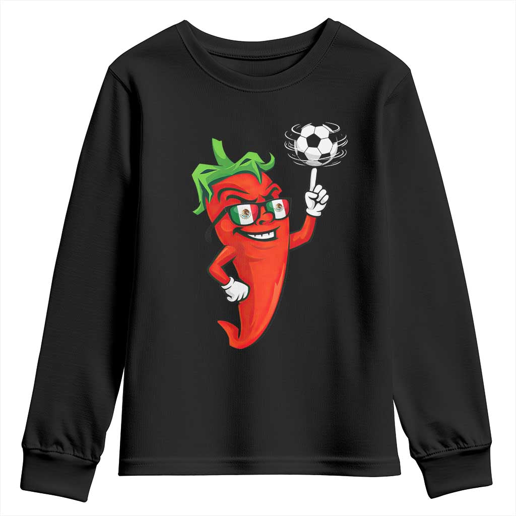 Cool Chili Pepper Soccer Player Youth Sweatshirt Mexican Spicy Food Lover TS12 Black Print Your Wear