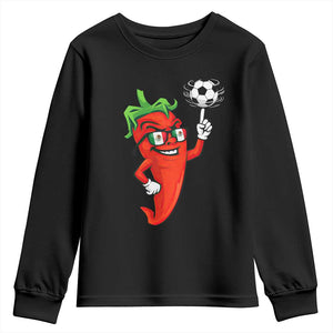 Cool Chili Pepper Soccer Player Youth Sweatshirt Mexican Spicy Food Lover TS12 Black Print Your Wear
