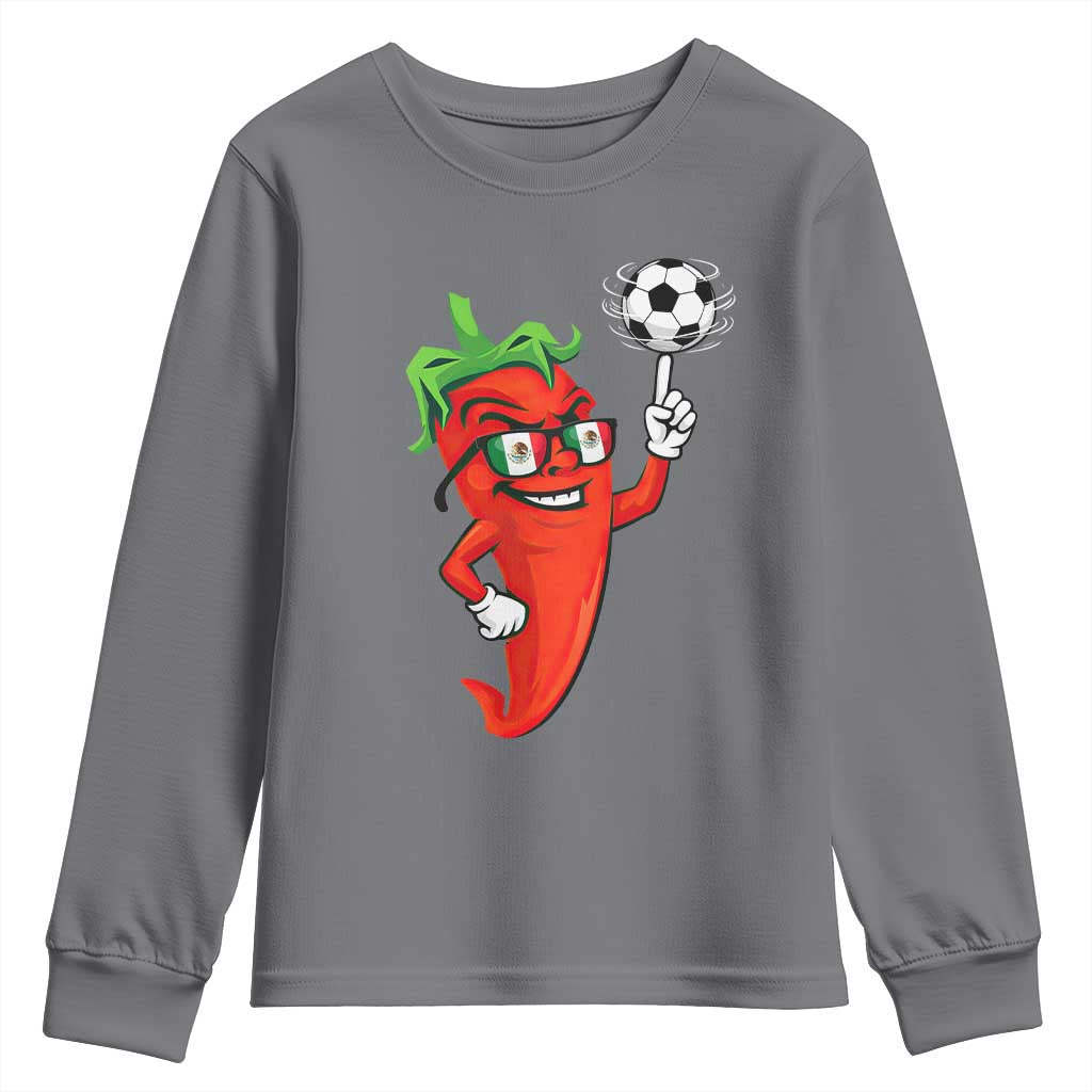 Cool Chili Pepper Soccer Player Youth Sweatshirt Mexican Spicy Food Lover TS12 Charcoal Print Your Wear