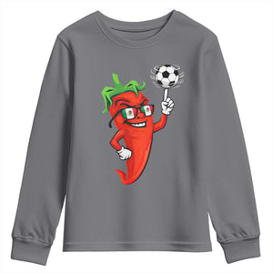 Cool Chili Pepper Soccer Player Youth Sweatshirt Mexican Spicy Food Lover TS12 Charcoal Print Your Wear