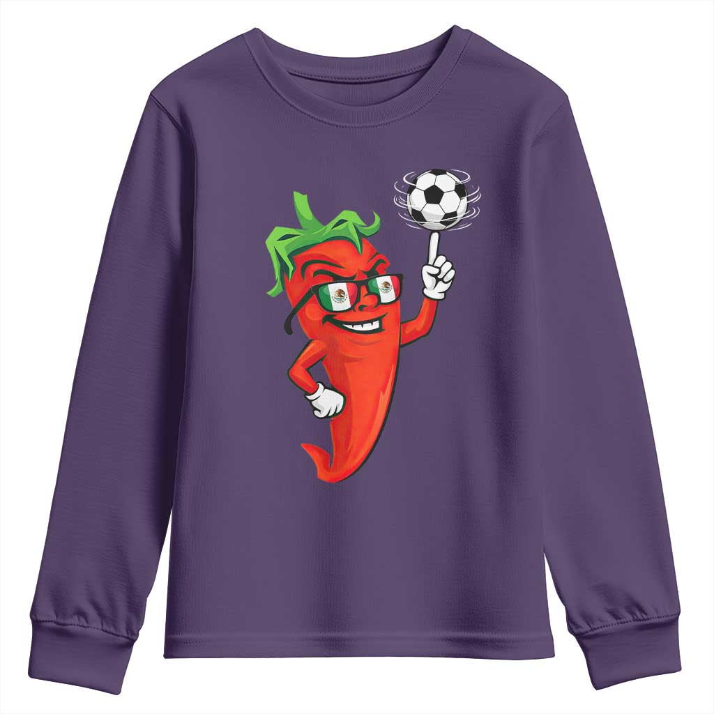 Cool Chili Pepper Soccer Player Youth Sweatshirt Mexican Spicy Food Lover TS12 Purple Print Your Wear