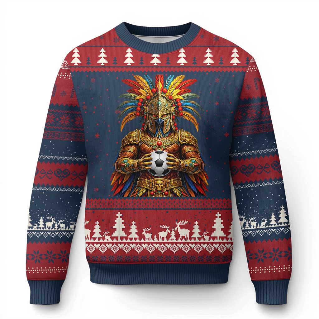 Legendary Tribal Soccer Warrior Ugly Christmas Sweater Football Lover TS12 Navy Red Print Your Wear