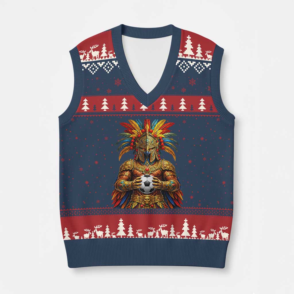 Legendary Tribal Soccer Warrior V-Neck Knit Sweater Vest Football Lover TS12 Navy Red Print Your Wear