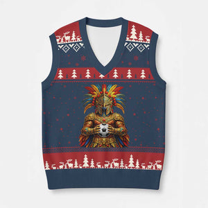 Legendary Tribal Soccer Warrior V-Neck Knit Sweater Vest Football Lover TS12 Navy Red Print Your Wear