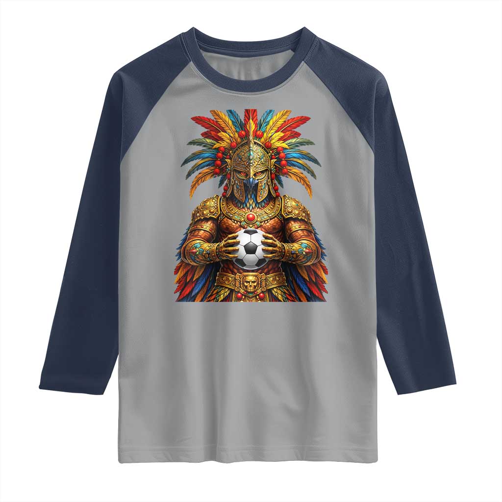 Legendary Tribal Soccer Warrior Raglan Shirt Football Lover TS12 Sport Gray Navy Print Your Wear