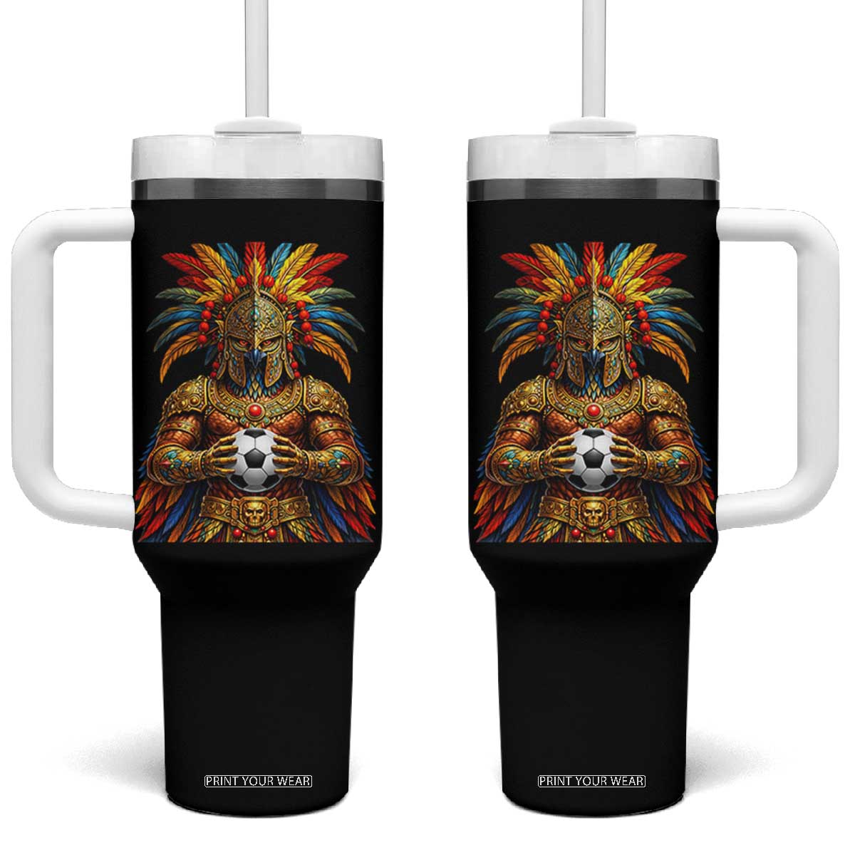 Legendary Tribal Soccer Warrior Tumbler With Handle Football Lover TS12 One Size: 40 oz Black Print Your Wear