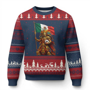 Legendary Mexican Soccer Warrior Pride Ugly Christmas Sweater TS12 Navy Red Print Your Wear
