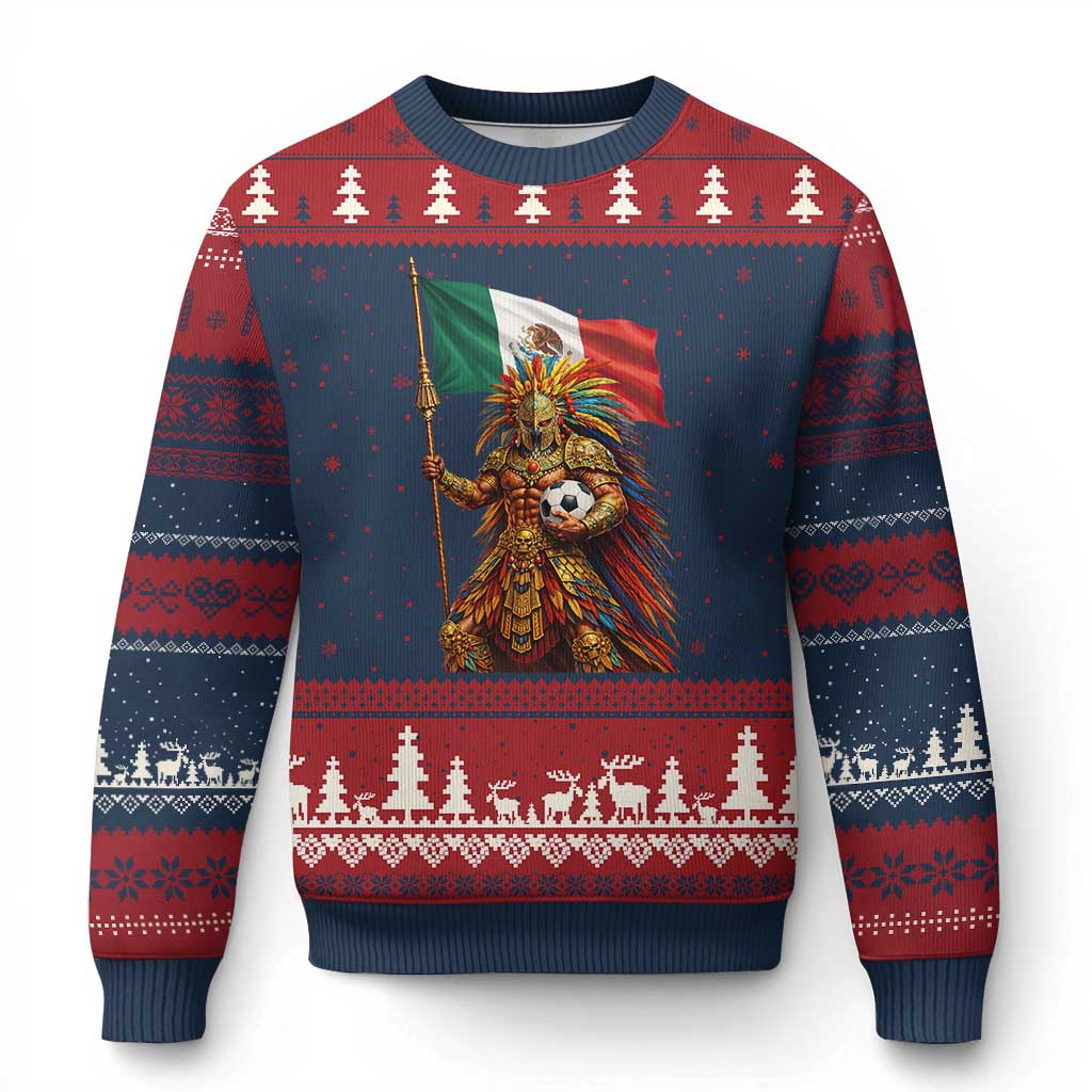 Legendary Mexican Soccer Warrior Pride Ugly Christmas Sweater TS12 Navy Red Print Your Wear