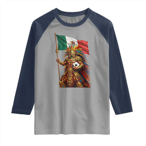 Legendary Mexican Soccer Warrior Pride Raglan Shirt TS12 Sport Gray Navy Print Your Wear