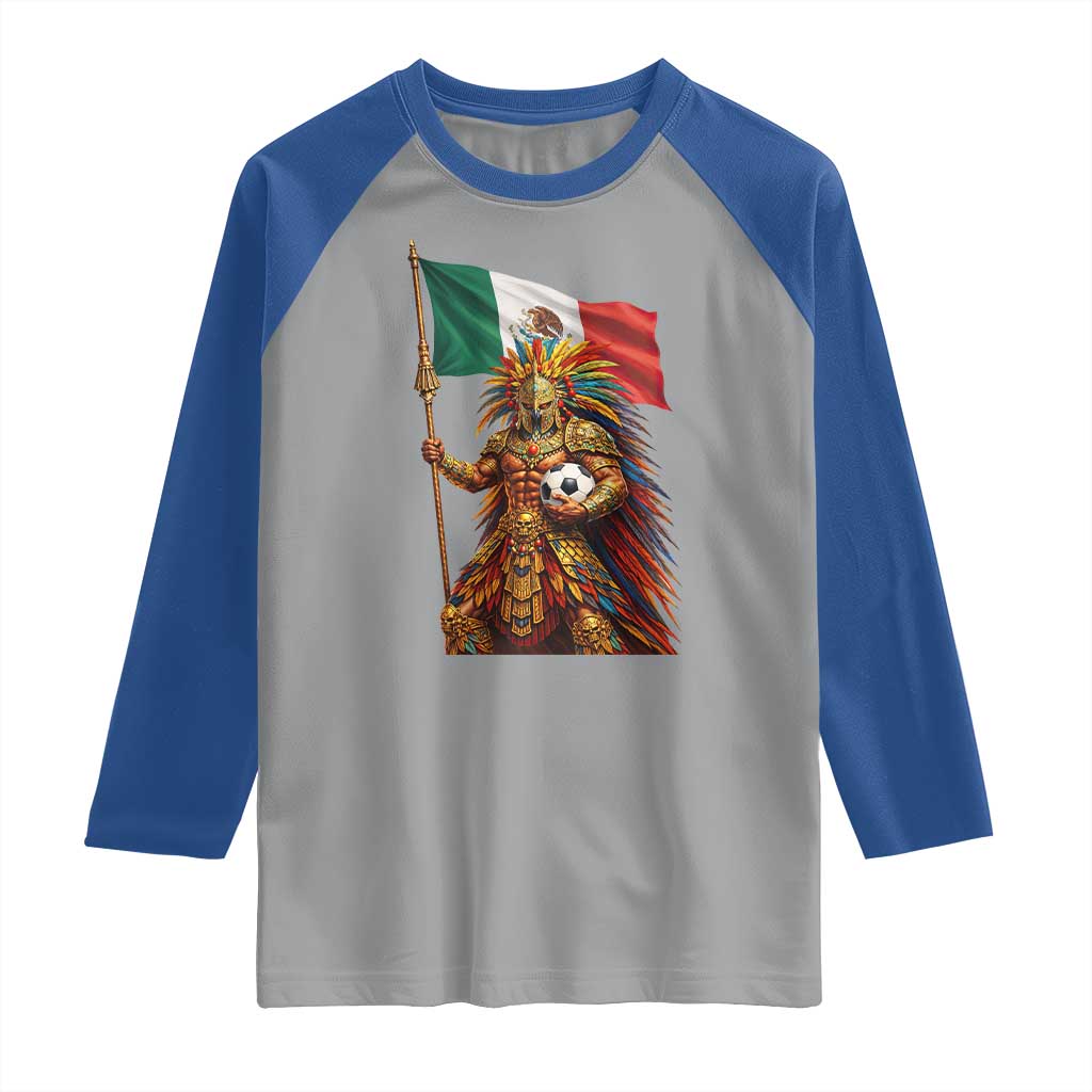 Legendary Mexican Soccer Warrior Pride Raglan Shirt TS12 Sport Gray Royal Print Your Wear