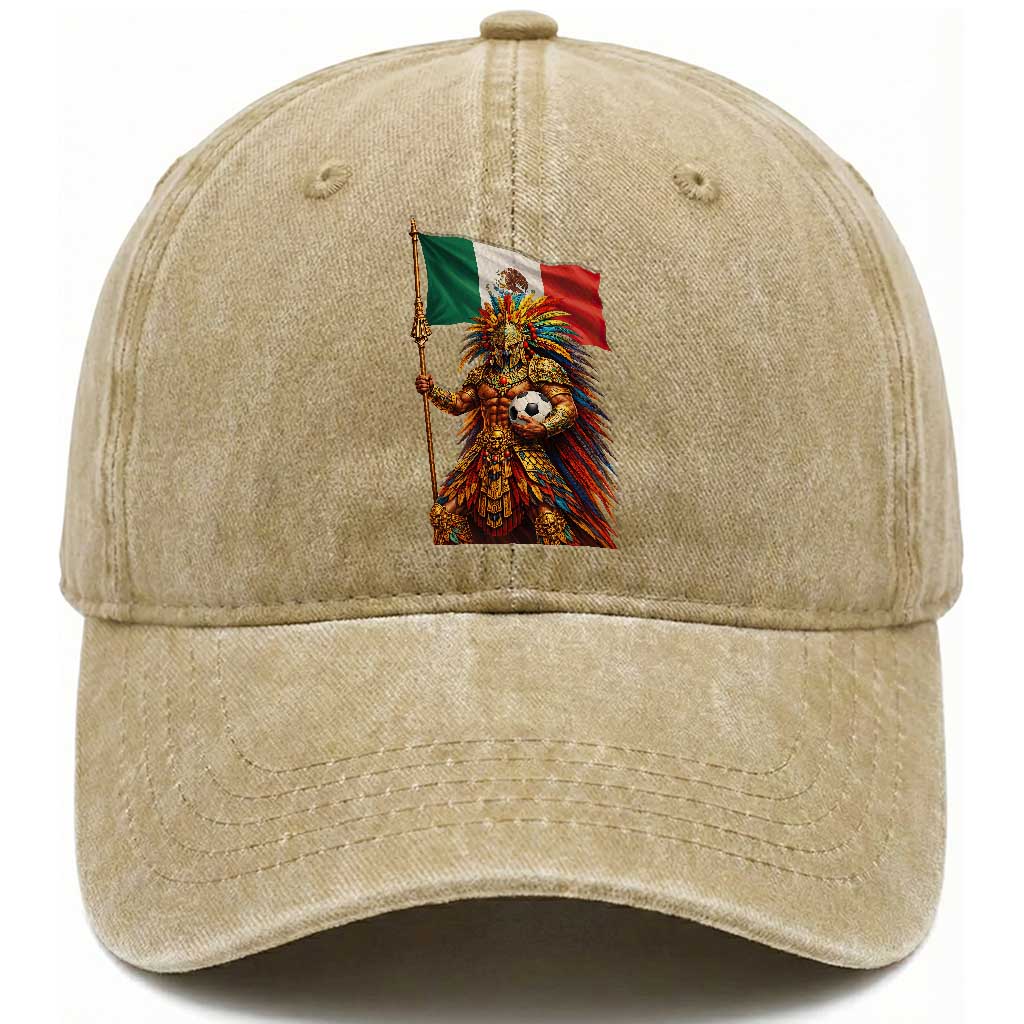 Legendary Mexican Soccer Warrior Pride Washed Cotton Baseball Cap TS12 Print Your Wear
