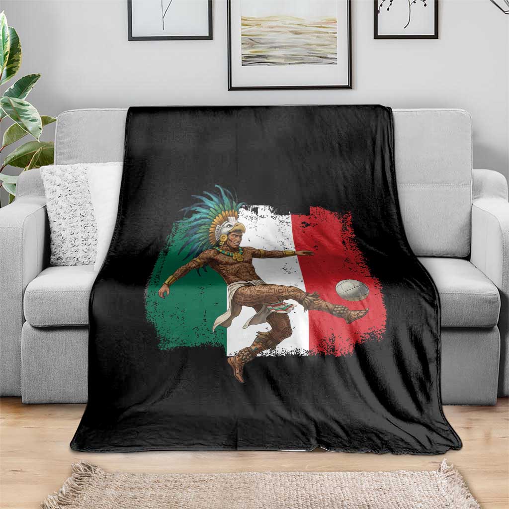 Aztec Warrior Playing Soccer Throw Blanket Mexican Pride Football Fan Gift TS12 Print Your Wear