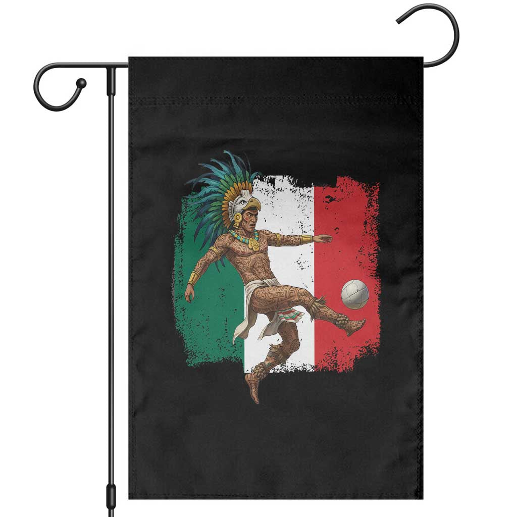 Aztec Warrior Playing Soccer Garden Flag Mexican Pride Football Fan Gift TS12 Black Print Your Wear