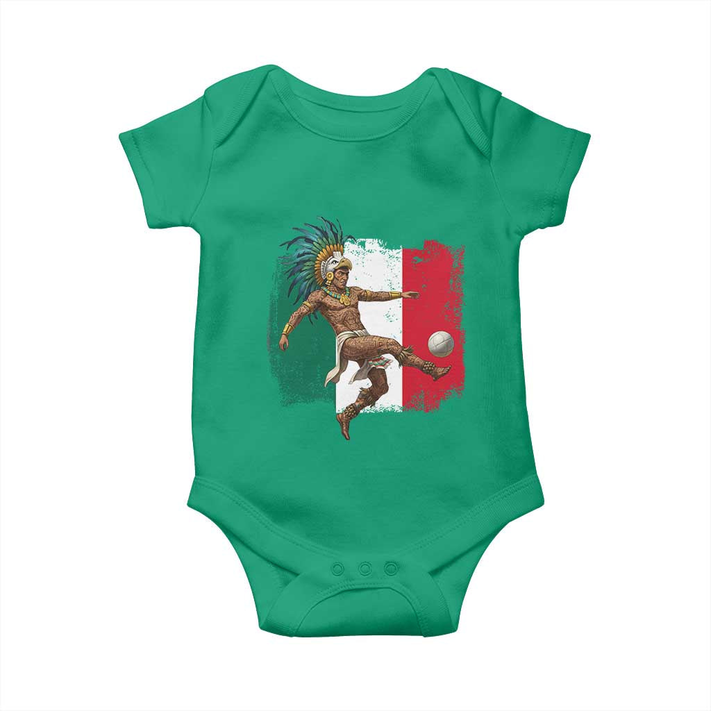Aztec Warrior Playing Soccer Baby Onesie Mexican Pride Football Fan Gift TS12 Irish Green Print Your Wear