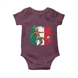 Aztec Warrior Playing Soccer Baby Onesie Mexican Pride Football Fan Gift TS12 Maroon Print Your Wear