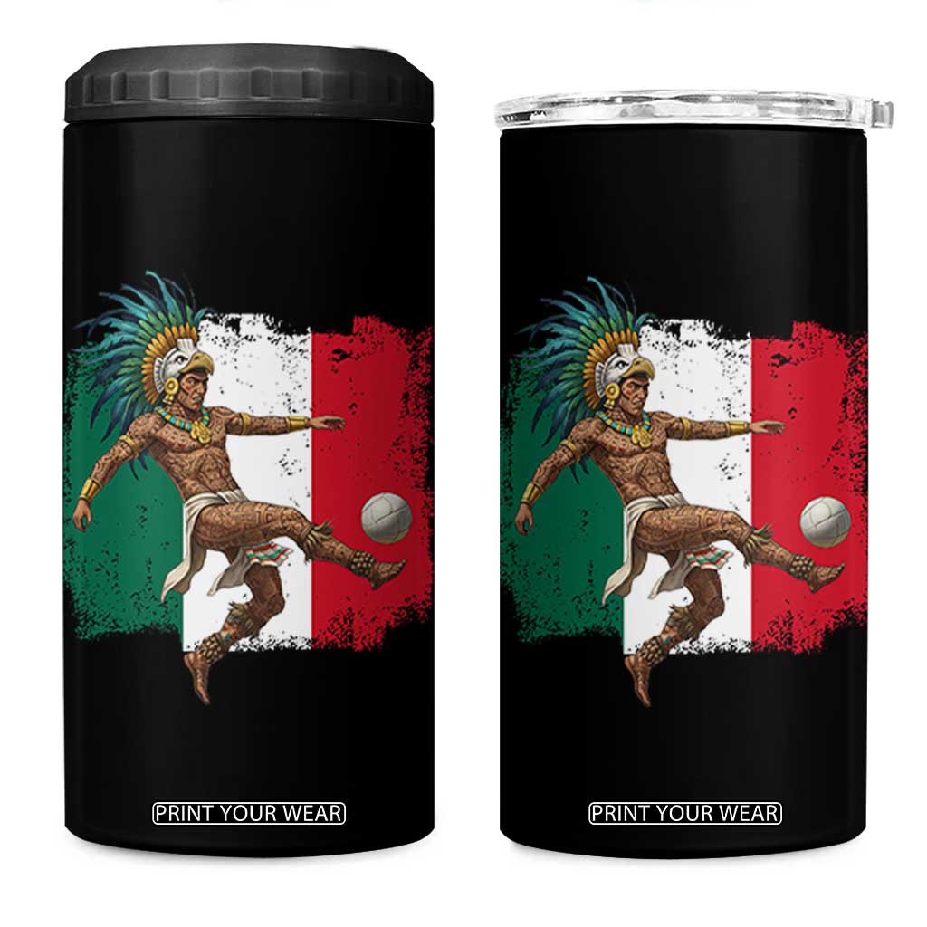 Aztec Warrior Playing Soccer 4 in 1 Can Cooler Tumbler Mexican Pride Football Fan Gift TS12 One Size: 16 oz Black Print Your Wear