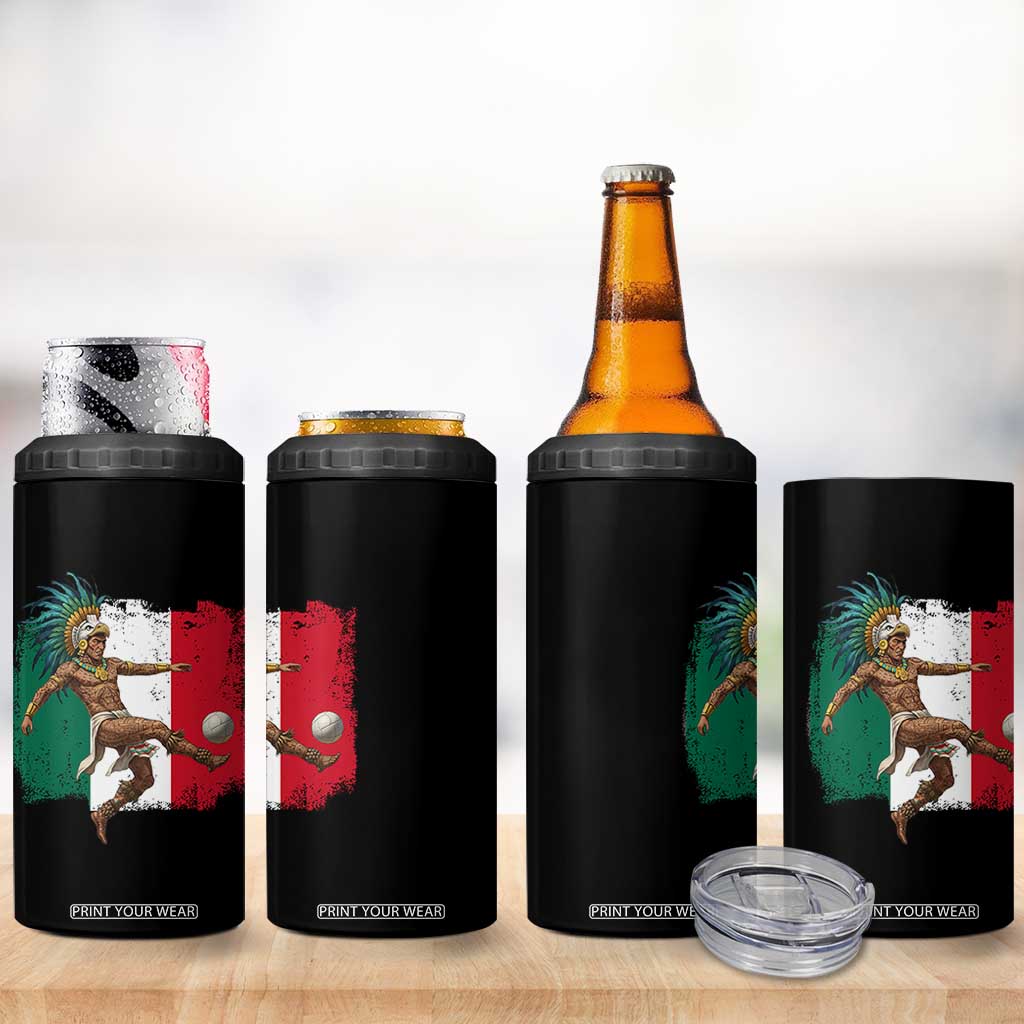 Aztec Warrior Playing Soccer 4 in 1 Can Cooler Tumbler Mexican Pride Football Fan Gift TS12 Print Your Wear
