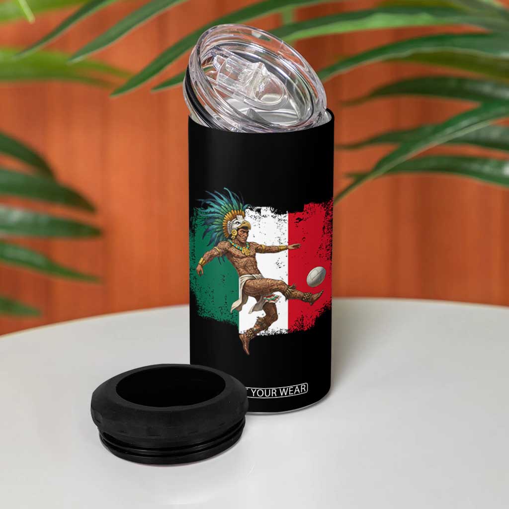 Aztec Warrior Playing Soccer 4 in 1 Can Cooler Tumbler Mexican Pride Football Fan Gift TS12 Print Your Wear