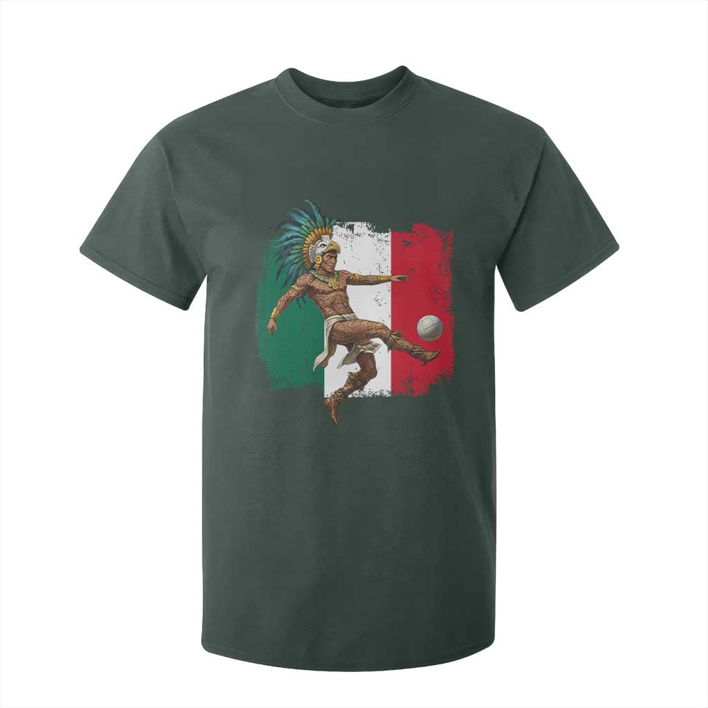 Aztec Warrior Playing Soccer T Shirt For Kid Mexican Pride Football Fan Gift TS12 Dark Forest Green Print Your Wear