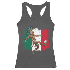 Aztec Warrior Playing Soccer Racerback Tank Top Mexican Pride Football Fan Gift TS12 Dark Heather Print Your Wear