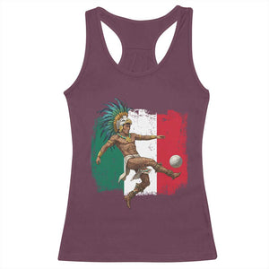 Aztec Warrior Playing Soccer Racerback Tank Top Mexican Pride Football Fan Gift TS12 Maroon Print Your Wear