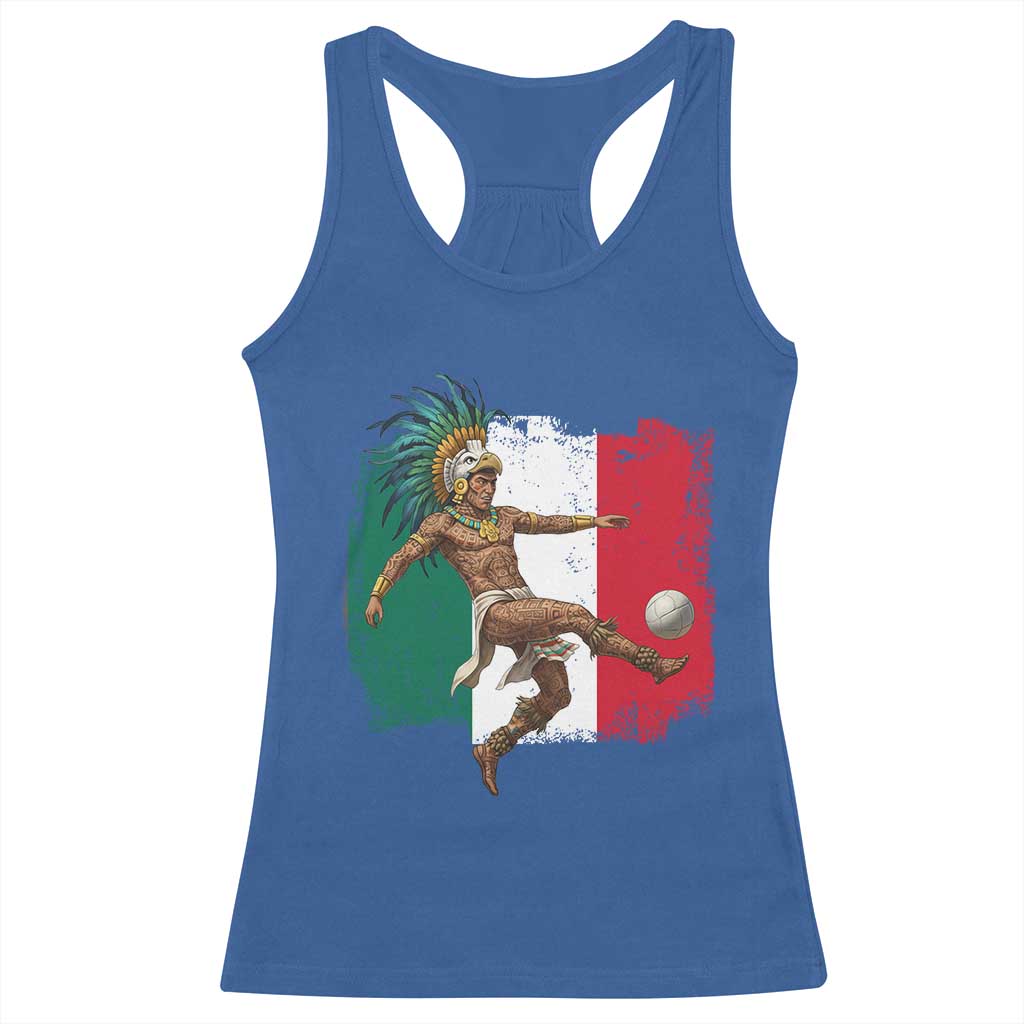 Aztec Warrior Playing Soccer Racerback Tank Top Mexican Pride Football Fan Gift TS12 Royal Blue Print Your Wear
