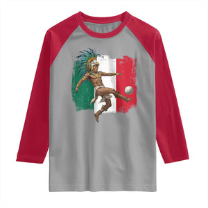 Aztec Warrior Playing Soccer Raglan Shirt Mexican Pride Football Fan Gift TS12 Sport Gray Red Print Your Wear