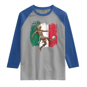 Aztec Warrior Playing Soccer Raglan Shirt Mexican Pride Football Fan Gift TS12 Sport Gray Royal Print Your Wear