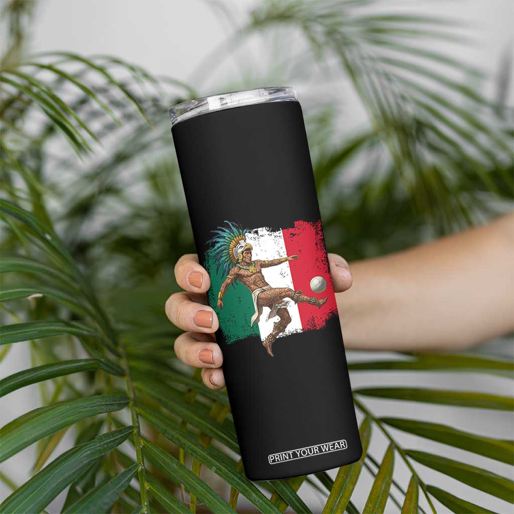 Aztec Warrior Playing Soccer Skinny Tumbler Mexican Pride Football Fan Gift TS12 Print Your Wear