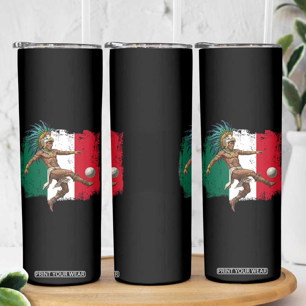 Aztec Warrior Playing Soccer Skinny Tumbler Mexican Pride Football Fan Gift TS12 Print Your Wear