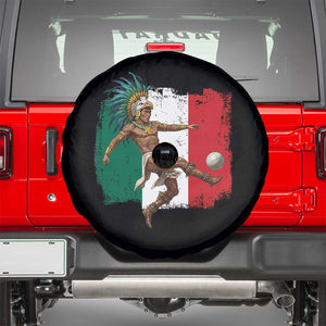 Aztec Warrior Playing Soccer Spare Tire Cover Mexican Pride Football Fan Gift TS12 Black Print Your Wear