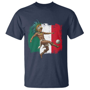 Aztec Warrior Playing Soccer T Shirt Mexican Pride Football Fan Gift TS12 Navy Print Your Wear