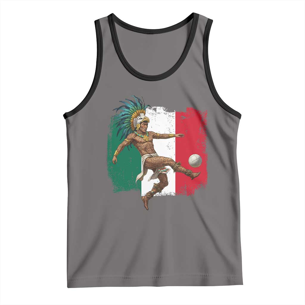 Aztec Warrior Playing Soccer Tank Top Mexican Pride Football Fan Gift TS12 Deep Heather Black Print Your Wear