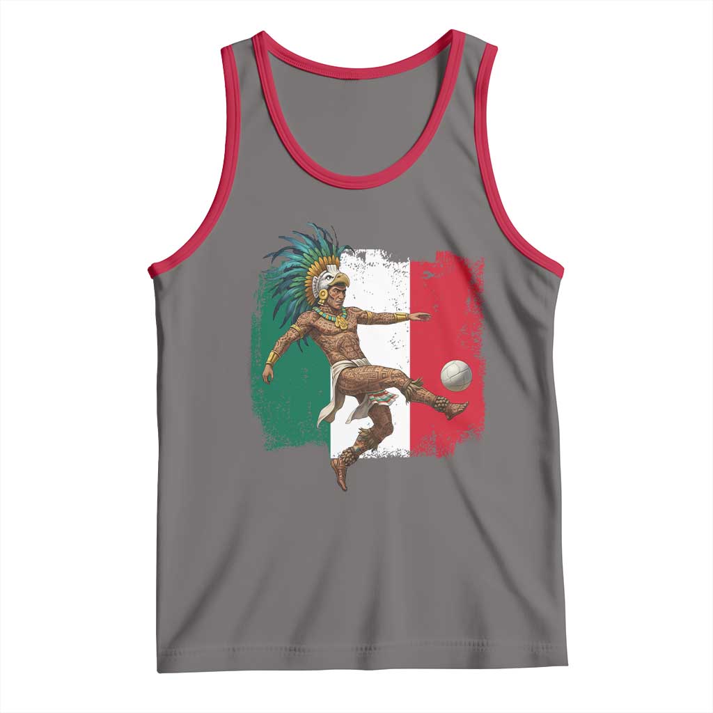 Aztec Warrior Playing Soccer Tank Top Mexican Pride Football Fan Gift TS12 Deep Heather Red Print Your Wear