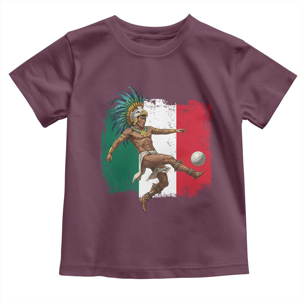 Aztec Warrior Playing Soccer Toddler T Shirt Mexican Pride Football Fan Gift TS12 Maroon Print Your Wear
