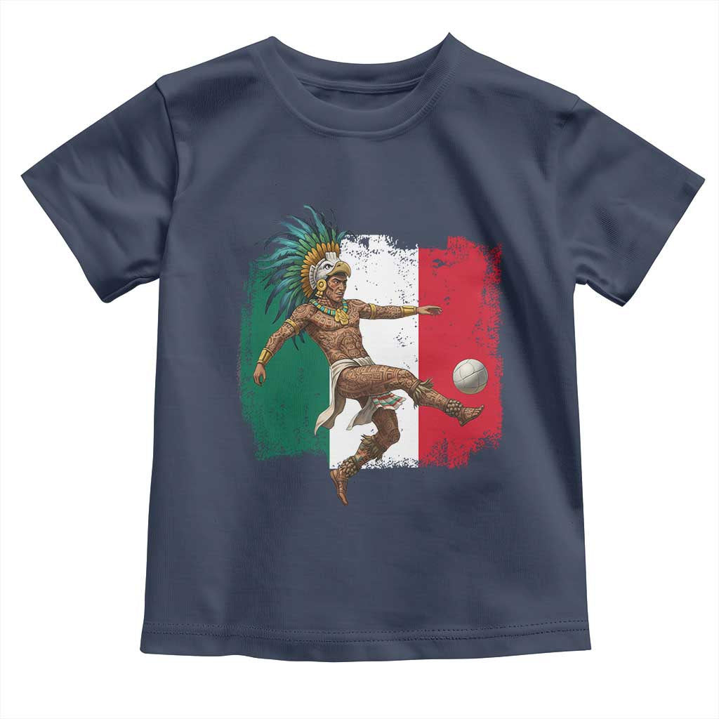 Aztec Warrior Playing Soccer Toddler T Shirt Mexican Pride Football Fan Gift TS12 Navy Print Your Wear