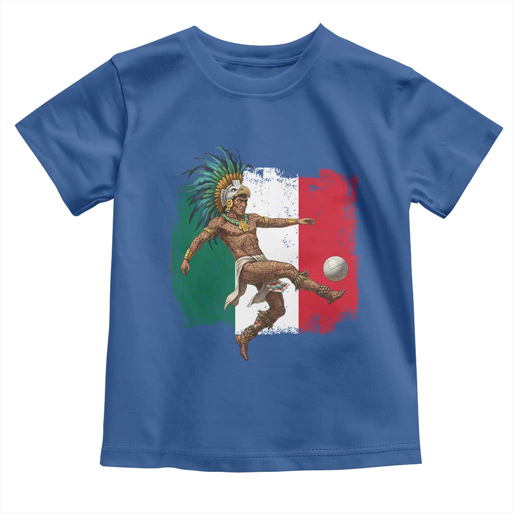 Aztec Warrior Playing Soccer Toddler T Shirt Mexican Pride Football Fan Gift TS12 Royal Blue Print Your Wear