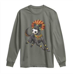 Xolo Dog Soccer Aztec Mexican Fan Gift Long Sleeve Shirt TS12 Military Green Print Your Wear